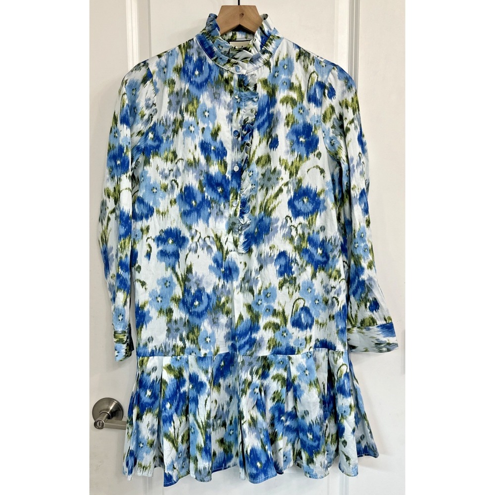 Tuckernuck Women Size XS Floral Tate L/S Dress Ruffle Pleated Hem